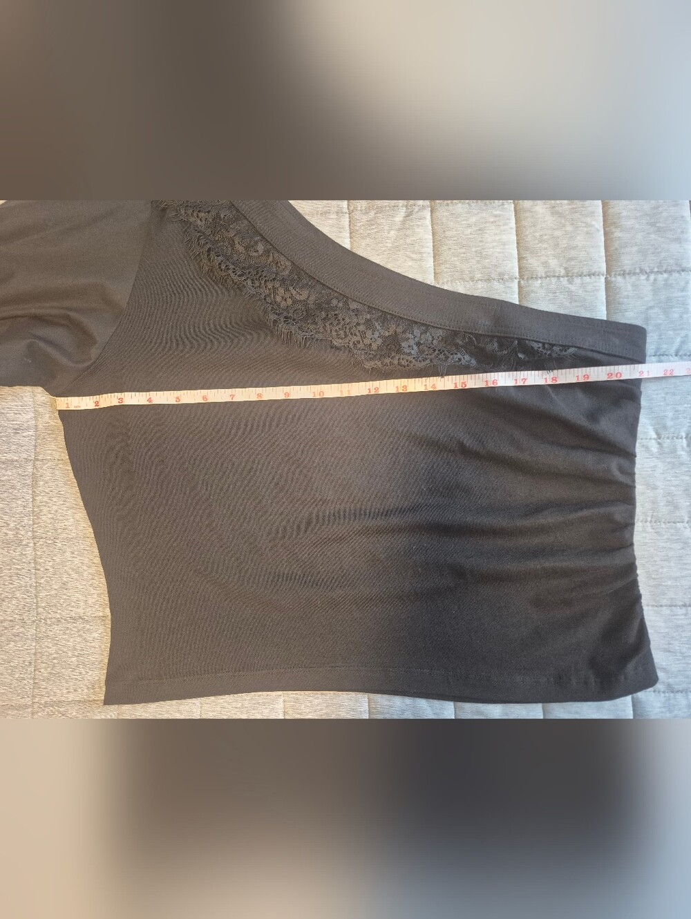 NWT By Anthropologie One-Shoulder Puff Sleeve Black Top - Picture 7 of 16